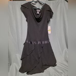 SL Fashions Black Mini Dress with Sequin Detail Around The Waist, Size 14